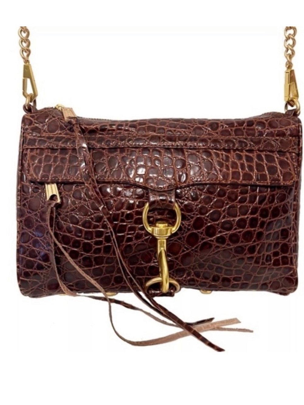 REBECCA MINKOFF Brown Croc MAC Embossed Chain Bag 💎EUC💎 MSRP $298